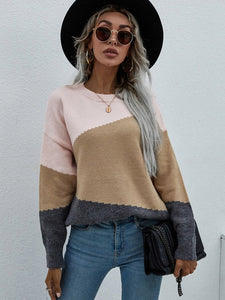 Long Sleeve Pink Round Neck Sweater