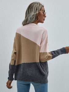 Long Sleeve Pink Round Neck Sweater