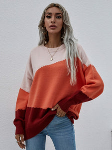 Long Sleeve Pink Round Neck Sweater