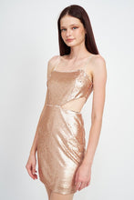 Load image into Gallery viewer, Crushed Sequin Rusted Ivory Cami Mini Dress