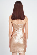 Load image into Gallery viewer, Crushed Sequin Rusted Ivory Cami Mini Dress