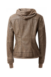 Women's Hooded Faux Leather Jacket