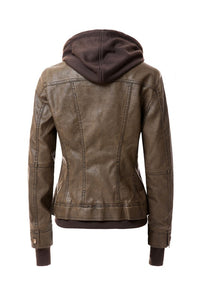 Women's Hooded Faux Leather Jacket