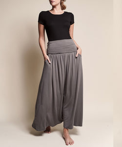 Soft Organic Taupe Bamboo Maxi Skirt w/Pockets