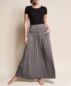 Soft Organic Taupe Bamboo Maxi Skirt w/Pockets