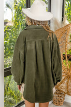 Load image into Gallery viewer, Fleece Olive Green Buttoned Down Oversized Jacket