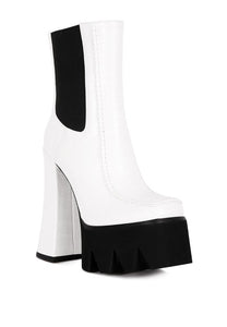 Bounty White High Platform Heel Chelsea Boots