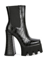 Load image into Gallery viewer, Bounty Black High Platform Heel Chelsea Boots