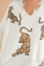 Load image into Gallery viewer, Warm Black Frayed Edge Sequin Tiger Sweater