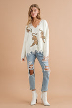 Load image into Gallery viewer, Warm Black Frayed Edge Sequin Tiger Sweater