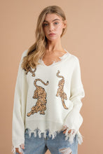 Load image into Gallery viewer, Warm Black Frayed Edge Sequin Tiger Sweater