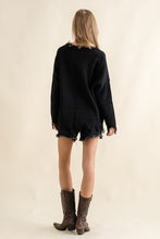 Load image into Gallery viewer, Warm Black Frayed Edge Sequin Tiger Sweater