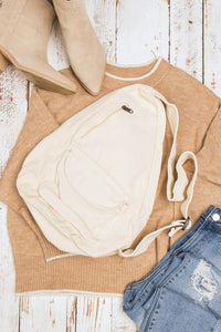 Camel Side Zip Oversized Cotton Canvas Sling