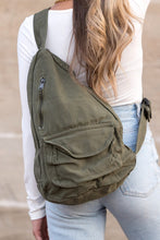 Load image into Gallery viewer, Army Green Side Zip Oversized Cotton Canvas Sling