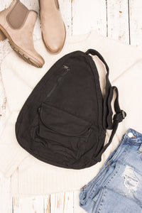 Black Side Zip Oversized Cotton Canvas Sling