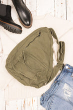 Load image into Gallery viewer, Army Green Side Zip Oversized Cotton Canvas Sling