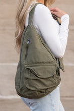 Load image into Gallery viewer, Army Green Side Zip Oversized Cotton Canvas Sling