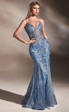 Load image into Gallery viewer, Embroidered Fantasy Sage Green Sequined Sleeveless Mermaid Gown