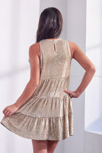 Load image into Gallery viewer, Golden Sand Sequin Tiered Flare Dress