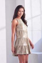 Load image into Gallery viewer, Golden Sand Sequin Tiered Flare Dress