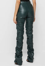 Load image into Gallery viewer, Olive Green Faux Leather High Waist Stacked Pants