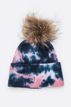 Load image into Gallery viewer, Tie Dyed Natural Raccoon Fur Pom Beanie