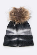 Load image into Gallery viewer, Tie Dyed Natural Raccoon Fur Pom Beanie