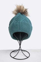 Load image into Gallery viewer, Raised Knit Large Fur Pom Beanie