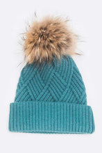 Load image into Gallery viewer, Raised Knit Large Fur Pom Beanie