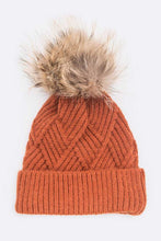 Load image into Gallery viewer, Raised Knit Large Fur Pom Beanie