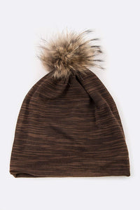 Faux Fur Cotton Slouchy Beanie