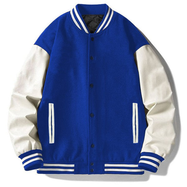 Men's Royal Blue Long Sleeve Letterman Varsity Jacket