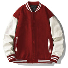 Load image into Gallery viewer, Men&#39;s Red/Black Long Sleeve Letterman Varsity Jacket