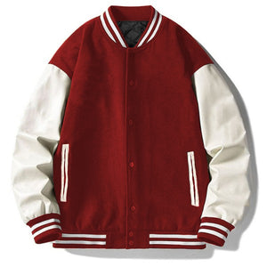 Men's Red/Black Long Sleeve Letterman Varsity Jacket