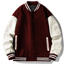 Load image into Gallery viewer, Men&#39;s Red/Black Long Sleeve Letterman Varsity Jacket