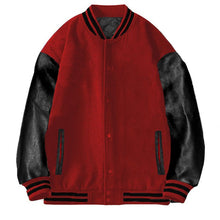 Load image into Gallery viewer, Men&#39;s Red/Black Long Sleeve Letterman Varsity Jacket