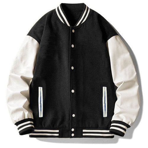 Men's Black & White Long Sleeve Letterman Varsity Jacket