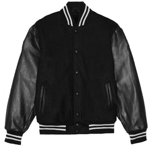 Men's Black & White Long Sleeve Letterman Varsity Jacket