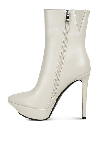 Stylish Beige High Heeled Ankle Boot