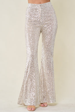 Sparkling Champagne Gold Sequin High Waist Pants
