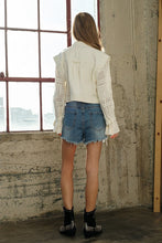 Load image into Gallery viewer, Twill Crop White Crochet Sleeve Jacket