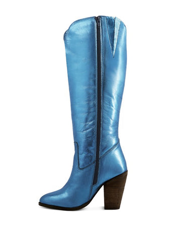 Blue Storm Suede Leather Calf Boots