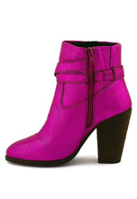 Load image into Gallery viewer, Winter Red Leather Heeled Ankle Boots