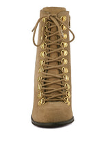 Load image into Gallery viewer, Vintage Style Beige Lace Up Goose Feather Ankle Boots