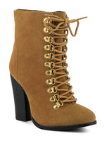 Load image into Gallery viewer, Vintage Style Beige Lace Up Goose Feather Ankle Boots