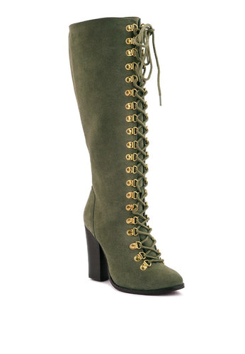 Olive Green Handcrafted Leather Antique Vintage Style Calf Boot