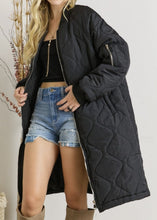 Load image into Gallery viewer, Black Quilted Zip Up Long Sleeve Utility Jacket
