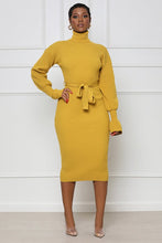 Load image into Gallery viewer, Beautiful Knit Long Sleeve Belted Sweater Dress