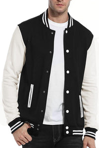 Men's Black & White Long Sleeve Letterman Varsity Jacket