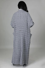 Load image into Gallery viewer, Winter Style Grey Cable Knit Long Sleeve Maxi Cardigan
